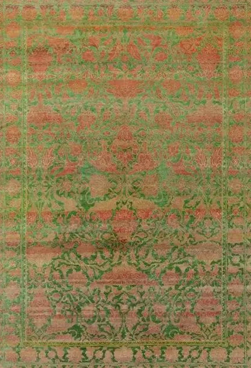 Pamono Transitional Style Silk Rug with Floral Pattern from R&K Principal Jahanshah Nazmiyal> Carpets & Textiles|Carpets & Textiles