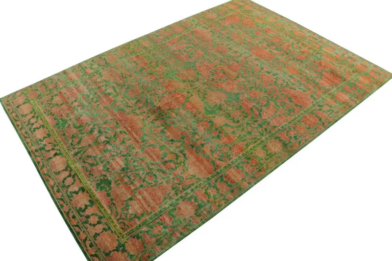 Pamono Transitional Style Silk Rug with Floral Pattern from R&K Principal Jahanshah Nazmiyal> Carpets & Textiles|Carpets & Textiles