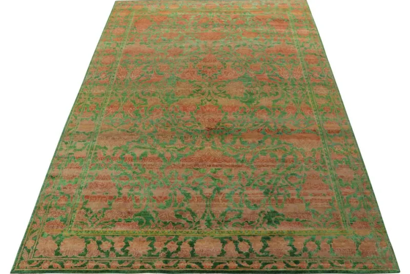 Pamono Transitional Style Silk Rug with Floral Pattern from R&K Principal Jahanshah Nazmiyal> Carpets & Textiles|Carpets & Textiles