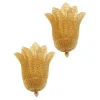 Pamono Transparent and Gold Graniglia Leaf Murano Glass Wall Sconces by Simoeng, Set of 2> Wall Lights & Sconces
