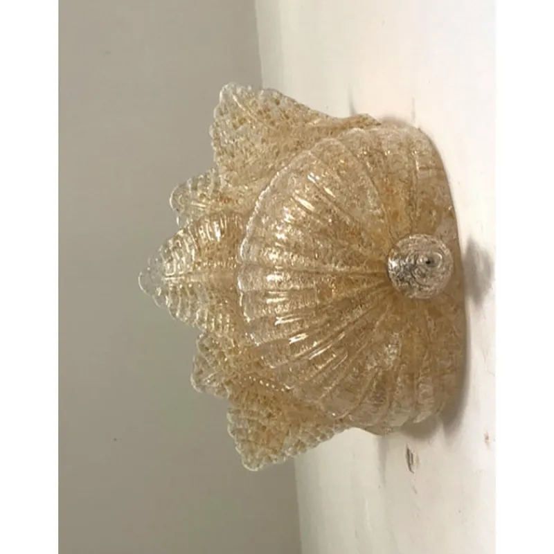 Pamono Transparent and Gold Graniglia Leaf Murano Glass Wall Sconces by Simoeng, Set of 2> Wall Lights & Sconces