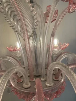 Best Pamono Transparent and Pink Murano Style Glass Chandelier with Flowers and Leaves from Simoeng