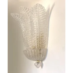 Pamono Transparent Graniglia Leaf Murano Glass Wall Sconces by Simoeng, Set of 2> Wall Lights & Sconces