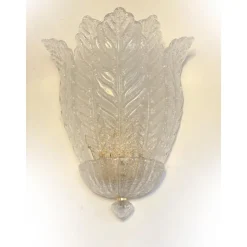 Pamono Transparent Graniglia Leaf Murano Glass Wall Sconces by Simoeng, Set of 2><noscript><img width=