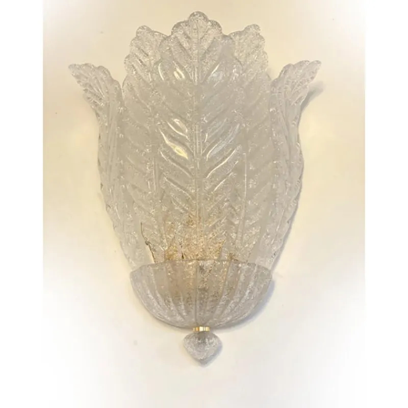 Pamono Transparent Graniglia Leaf Murano Glass Wall Sconces by Simoeng, Set of 2> Wall Lights & Sconces