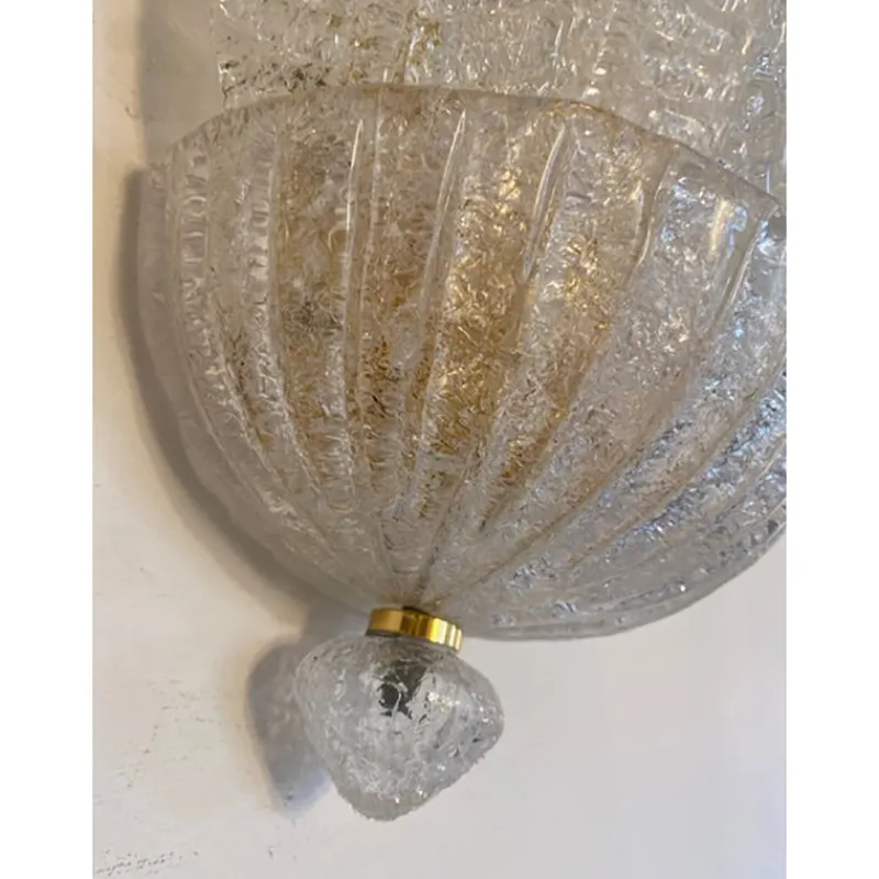 Pamono Transparent Graniglia Leaf Murano Glass Wall Sconces by Simoeng, Set of 2> Wall Lights & Sconces
