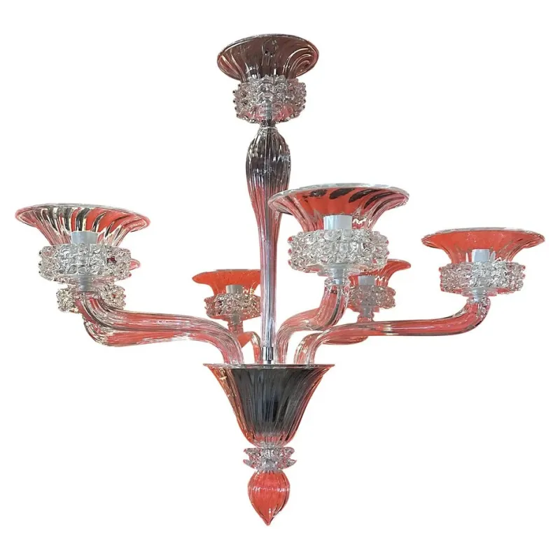 New Pamono Transparent Murano Glass Chandelier with Trasparent Rostrato Boubeches by Simoeng