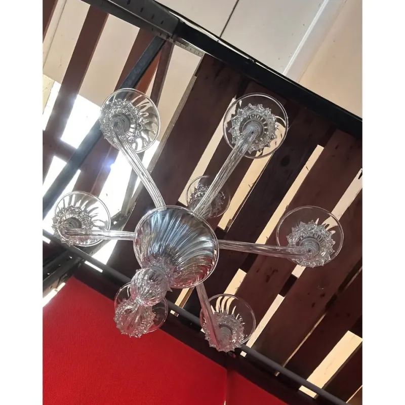 New Pamono Transparent Murano Glass Chandelier with Trasparent Rostrato Boubeches by Simoeng