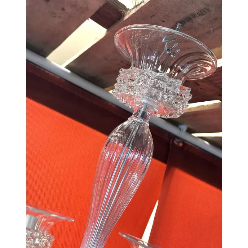 New Pamono Transparent Murano Glass Chandelier with Trasparent Rostrato Boubeches by Simoeng