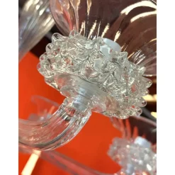 New Pamono Transparent Murano Glass Chandelier with Trasparent Rostrato Boubeches by Simoeng