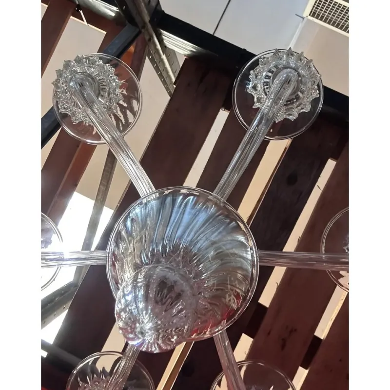 New Pamono Transparent Murano Glass Chandelier with Trasparent Rostrato Boubeches by Simoeng