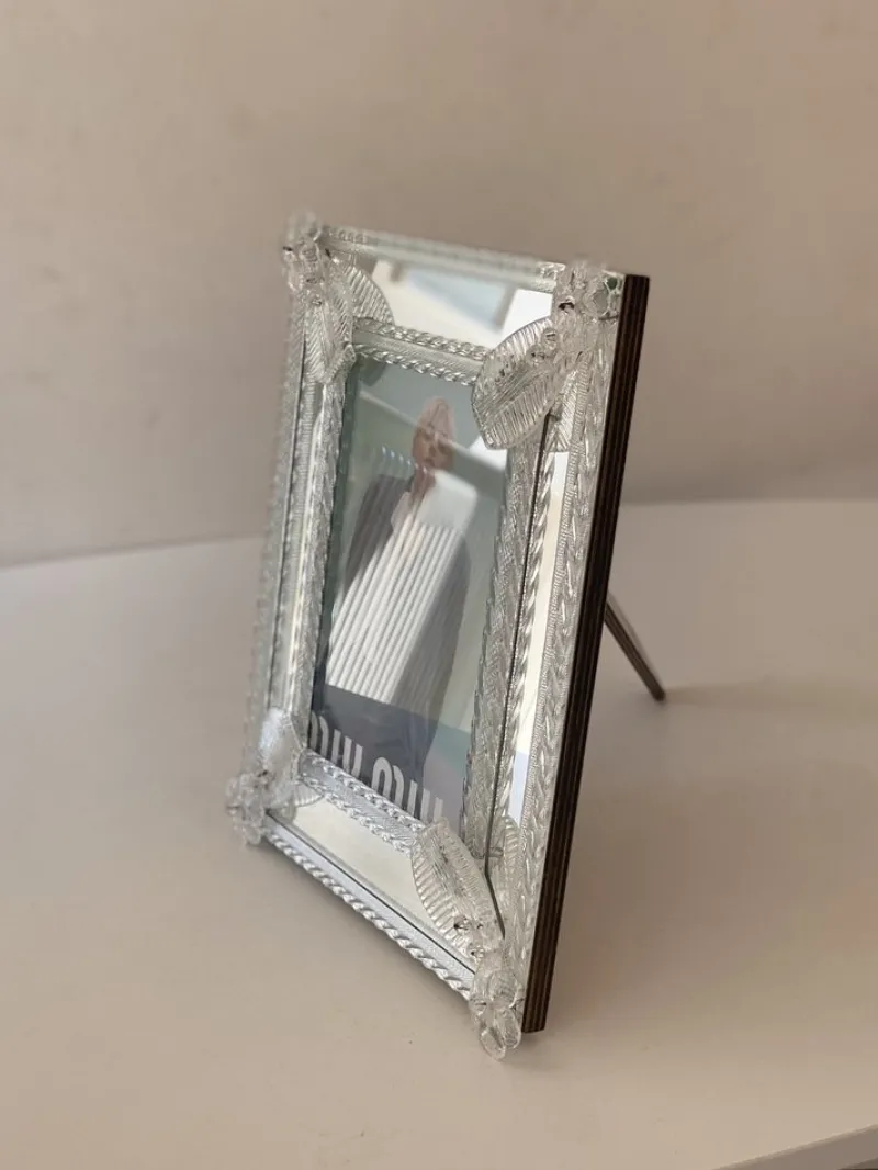 Outlet Pamono Transparent Photo Frame Mirror in Murano Glass by Simoeng