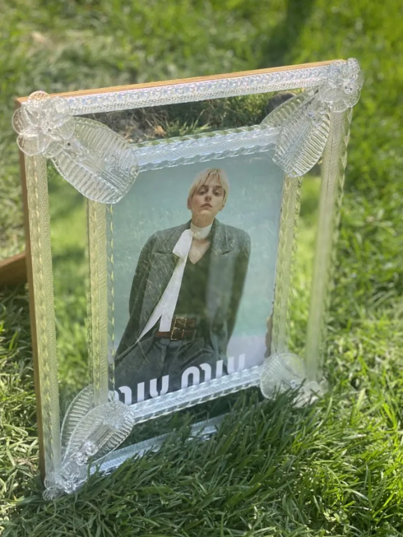 Outlet Pamono Transparent Photo Frame Mirror in Murano Glass by Simoeng