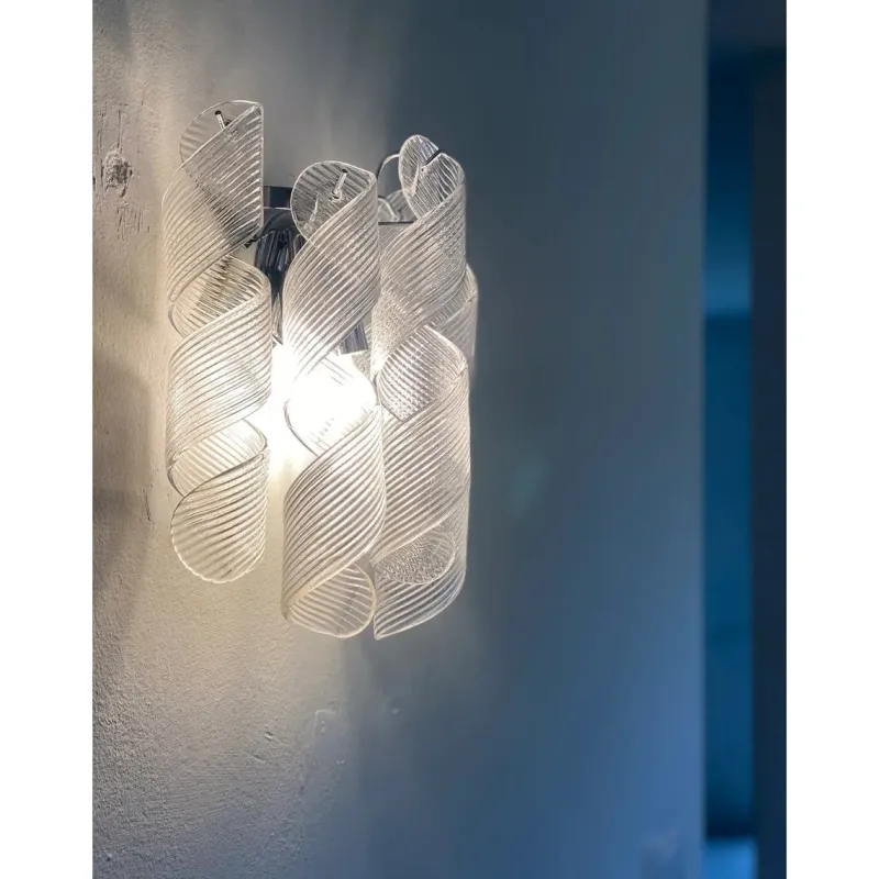 Pamono Transparent Ricci Murano Glass Wall Sconces by Simoeng, Set of 6> Wall Lights & Sconces|Wall Lights & Sconces