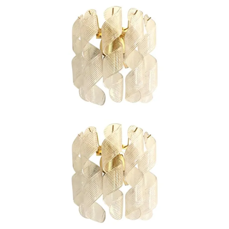 Sale Pamono Transparent Ricci Murano Glass Gold 24k Wall Sconces by Simoeng, Set of 2