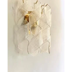 Sale Pamono Transparent Ricci Murano Glass Gold 24k Wall Sconces by Simoeng, Set of 2