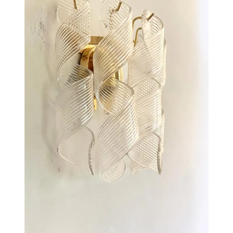 Sale Pamono Transparent Ricci Murano Glass Gold 24k Wall Sconces by Simoeng, Set of 2