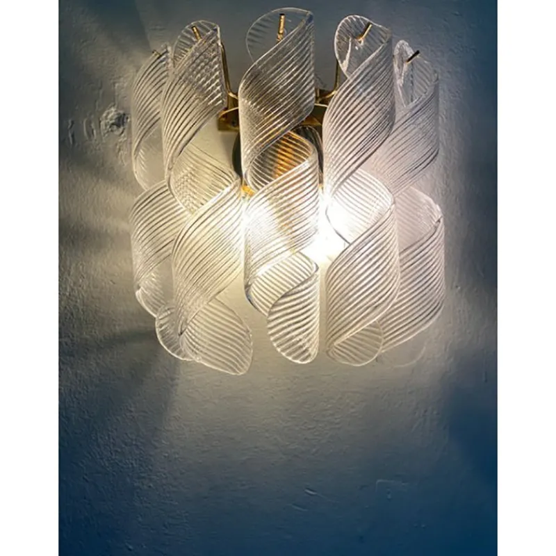 Sale Pamono Transparent Ricci Murano Glass Gold 24k Wall Sconces by Simoeng, Set of 2