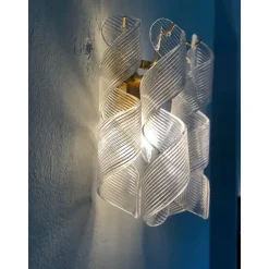 Sale Pamono Transparent Ricci Murano Glass Gold 24k Wall Sconces by Simoeng, Set of 2