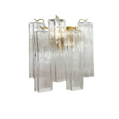 Outlet Pamono Transparent “Tronchi” Murano Glass Wall Sconces from Murano Glass, Set of 2