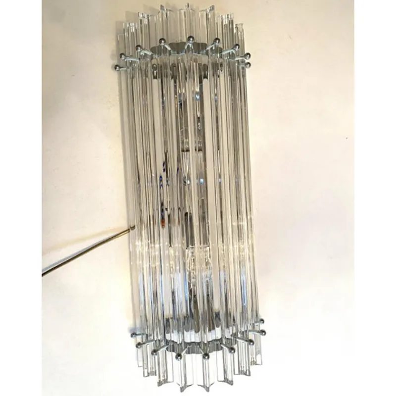 Pamono Trasparent Triedro Murano Glass Wall Sconce by Simoeng