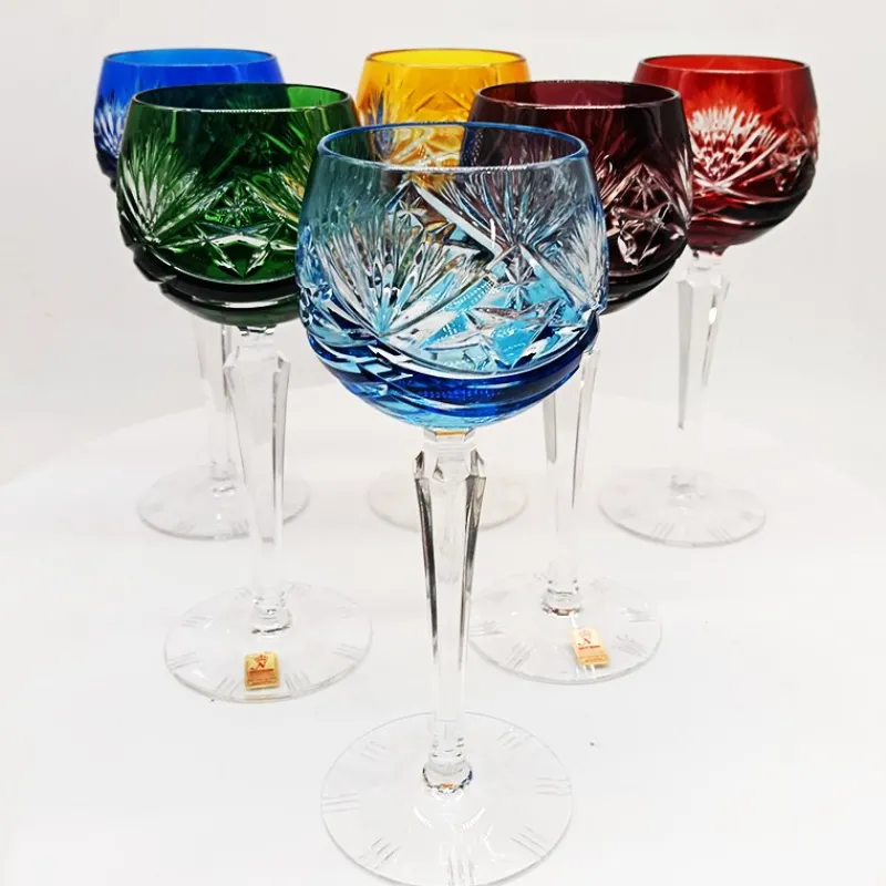 Pamono Traube Cordial Wine Glasses in Cut Crystal from Nachtmann, Germany, 1960s, Set of 6> Glassware