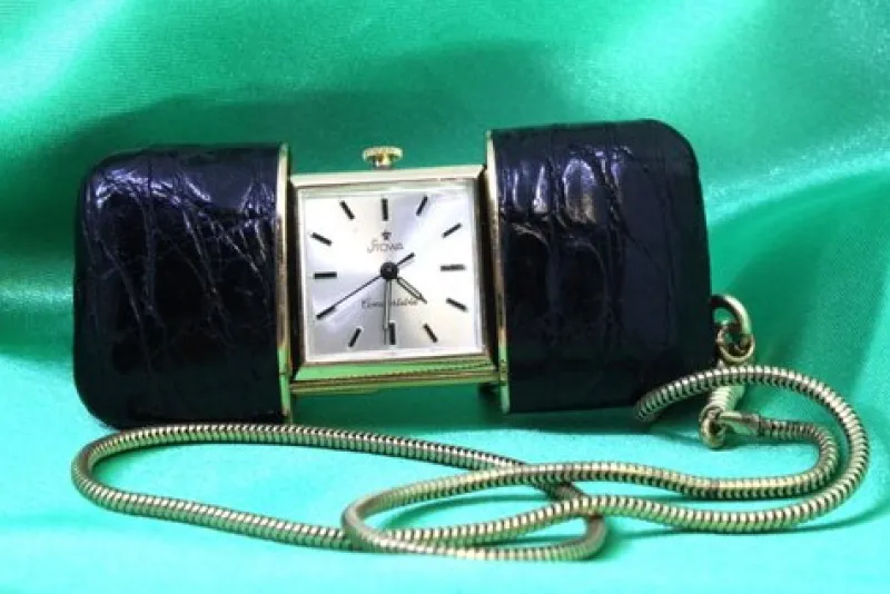 Pamono Travel Watch with Mechanical Movement, Leather Case and Ring with Suspension Chain from Stowa> Watches