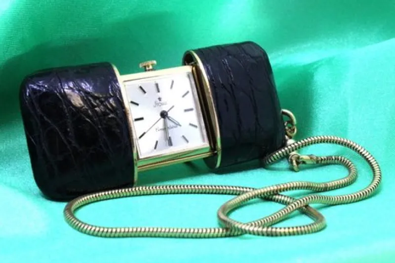 Pamono Travel Watch with Mechanical Movement, Leather Case and Ring with Suspension Chain from Stowa> Watches