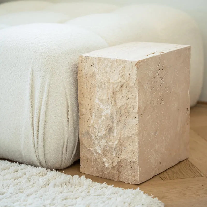 Outlet Pamono Travertine Block Side Table from Kiwano Concept