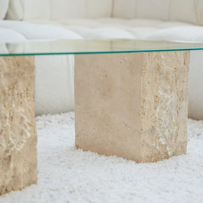 Outlet Pamono Travertine Block Side Table from Kiwano Concept