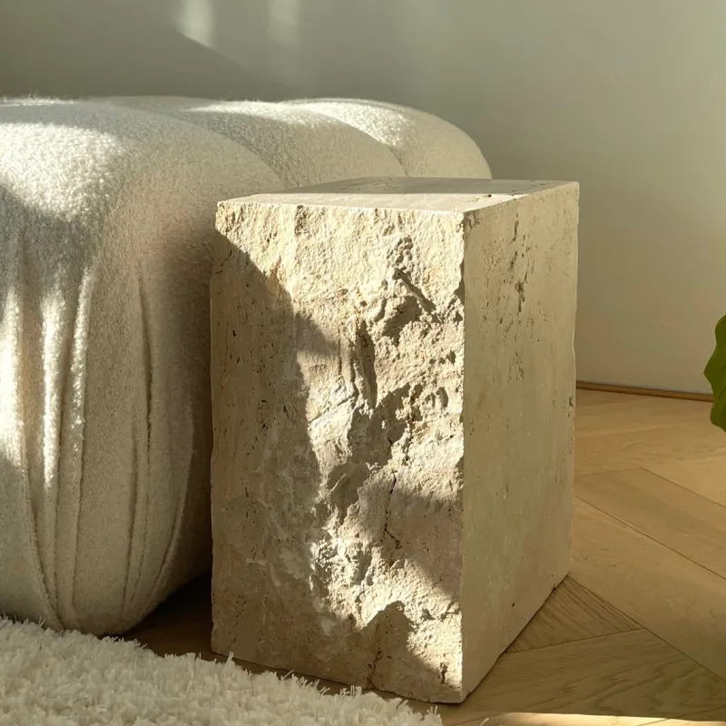 Outlet Pamono Travertine Block Side Table from Kiwano Concept