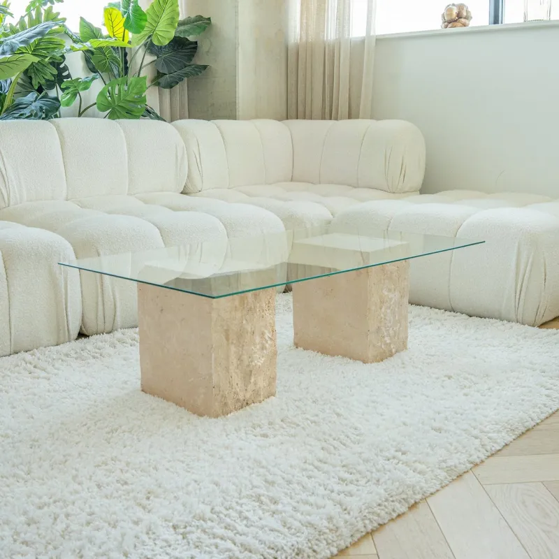 Outlet Pamono Travertine Block Side Table from Kiwano Concept