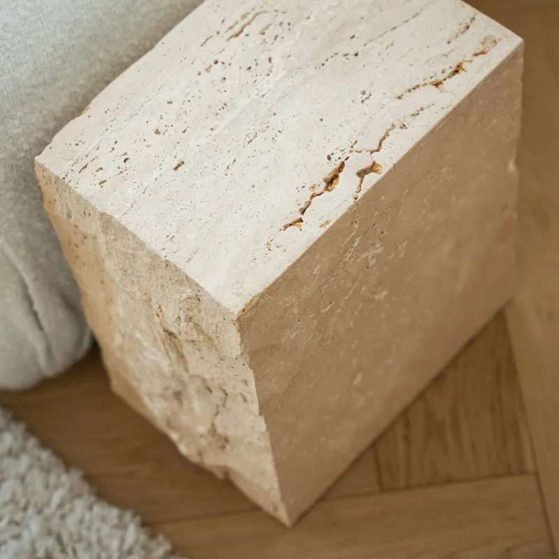Outlet Pamono Travertine Block Side Table from Kiwano Concept
