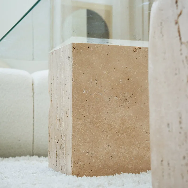 Outlet Pamono Travertine Block Side Table from Kiwano Concept