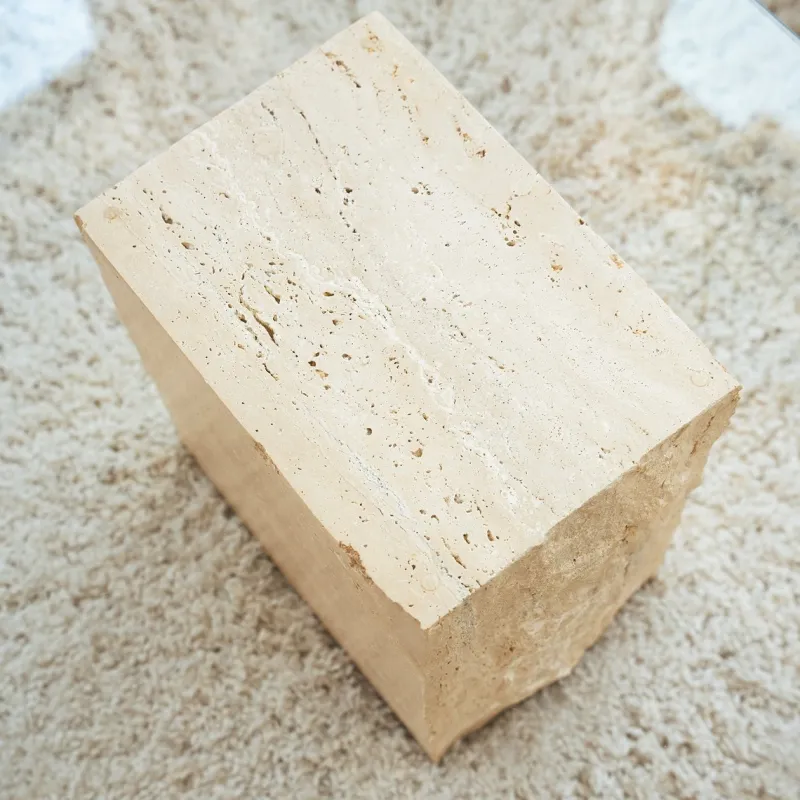 Outlet Pamono Travertine Block Side Table from Kiwano Concept