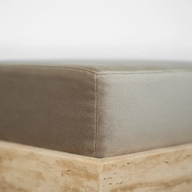 Best Pamono Travertine Cube Stool with Velvet Cushion from Kiwano Concept