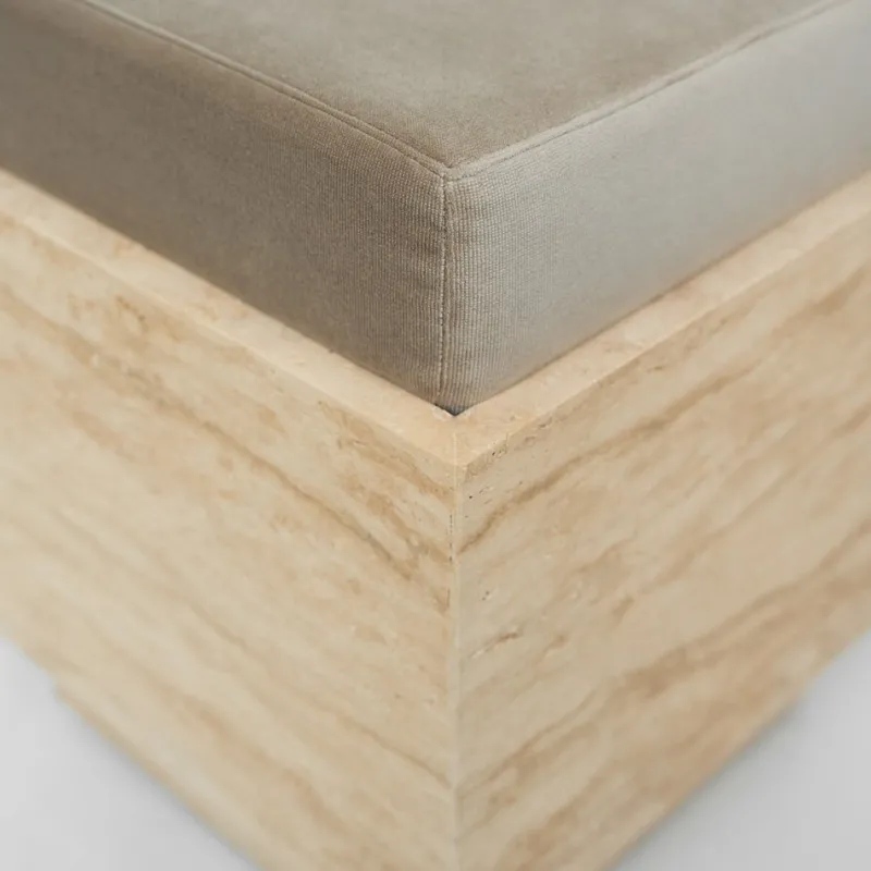 Best Pamono Travertine Cube Stool with Velvet Cushion from Kiwano Concept