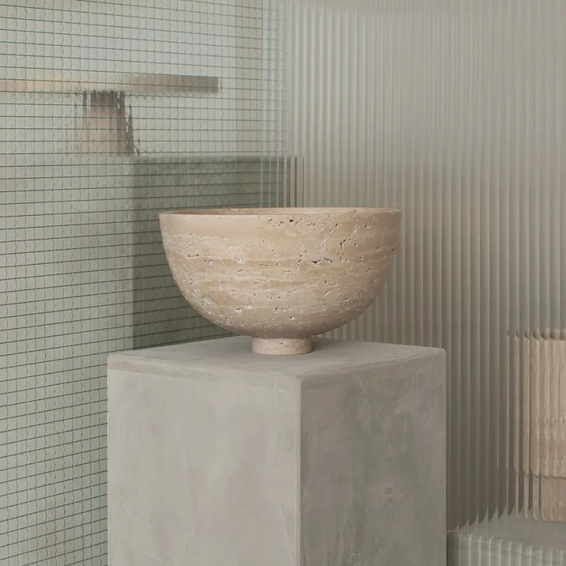 Pamono Travertine Fruit Bowl Centerpiece from Kiwano Concept> Tabletop|Bowls
