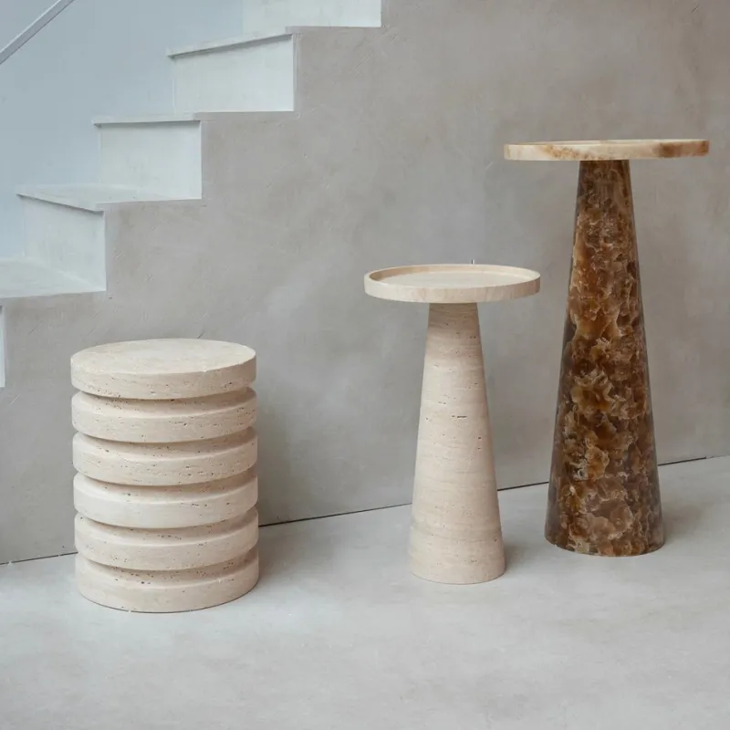 Pamono Travertine Layer Stool Side Table from Kiwano Concept> Tables