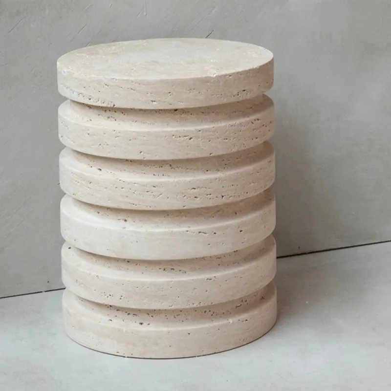 Pamono Travertine Layer Stool Side Table from Kiwano Concept> Tables