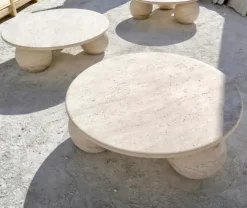 Pamono Travertine Sphere Ball Leg Coffee Table by My Habitat Design> Tables