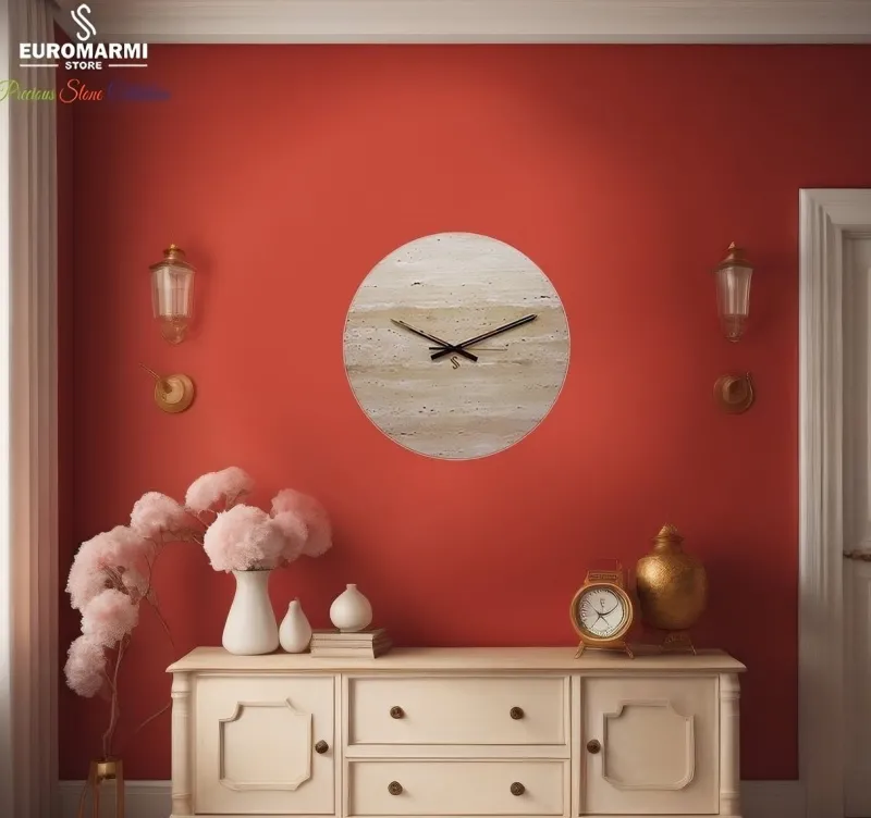 Pamono Travertine Wall Clock by Euromarmi Store