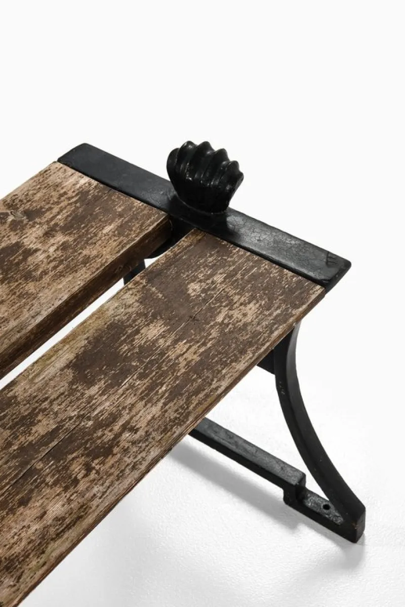 Pamono Trädgårdsmöbel Nr 2 Stools in Cast Iron and Painted Wood attributed to Folke Bensow, 1920, Set of 2> Garden Seating
