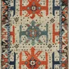 Pamono Tribal Rug Sample with Orange and Blue Geometric Patterns from R&K Principal Jahanshah Nazmiyal
