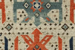 Pamono Tribal Rug Sample with Orange and Blue Geometric Patterns from R&K Principal Jahanshah Nazmiyal