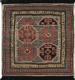 Discount Pamono Tribal Square Rug with Geometric Pattern and Medallion from R&K Principal Jahanshah Nazmiyal