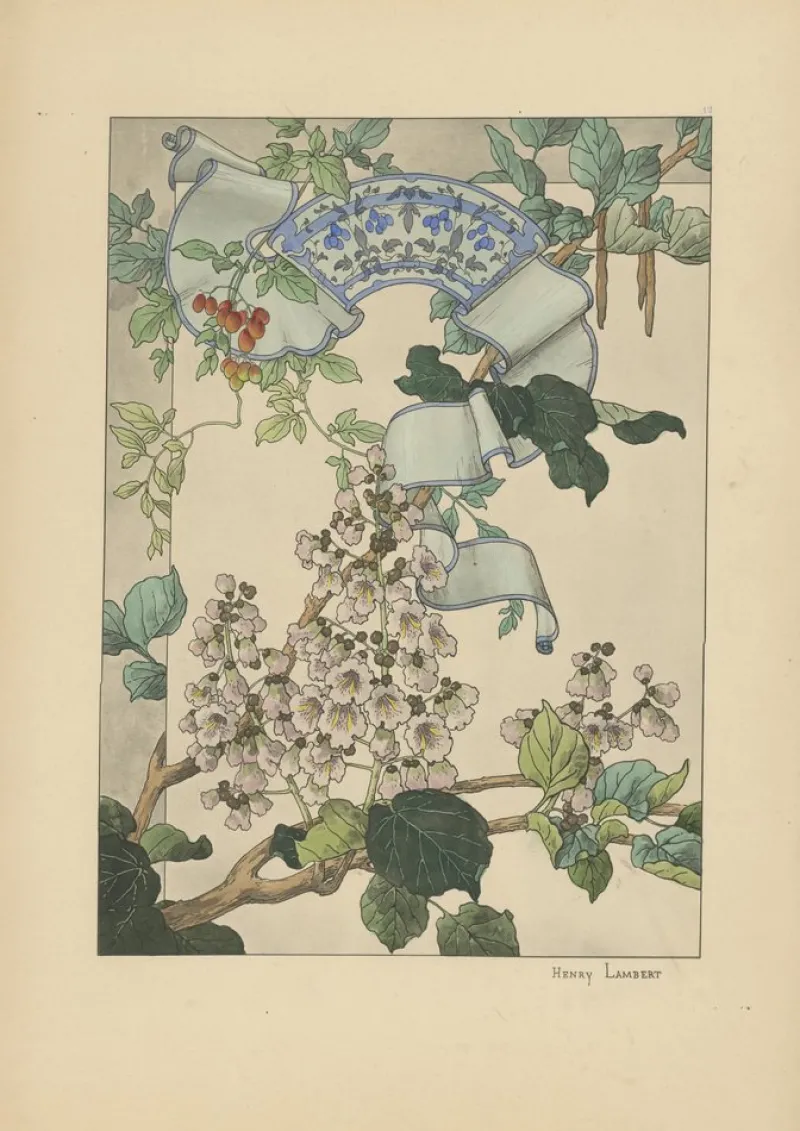 Discount Pamono Tribute to Floral Elegance, 1896, Paper, Set of 3