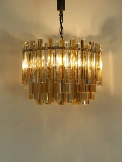 Pamono Triedri Series Chandelier in Murano Glass from Venini, Italy, 1960s><noscript><img width=