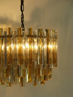 Pamono Triedri Series Chandelier in Murano Glass from Venini, Italy, 1960s><noscript><img width=