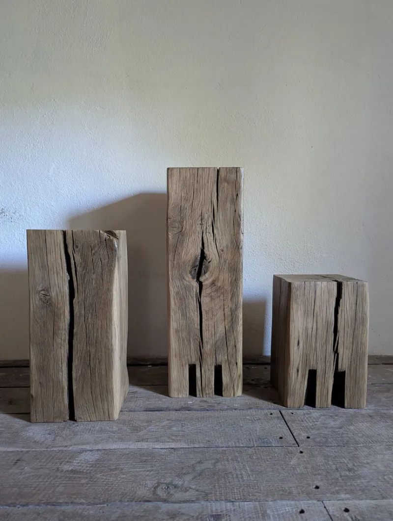 Pamono Trio of Oak Monoliths by Atelier Bloam, Set of 3> Tables